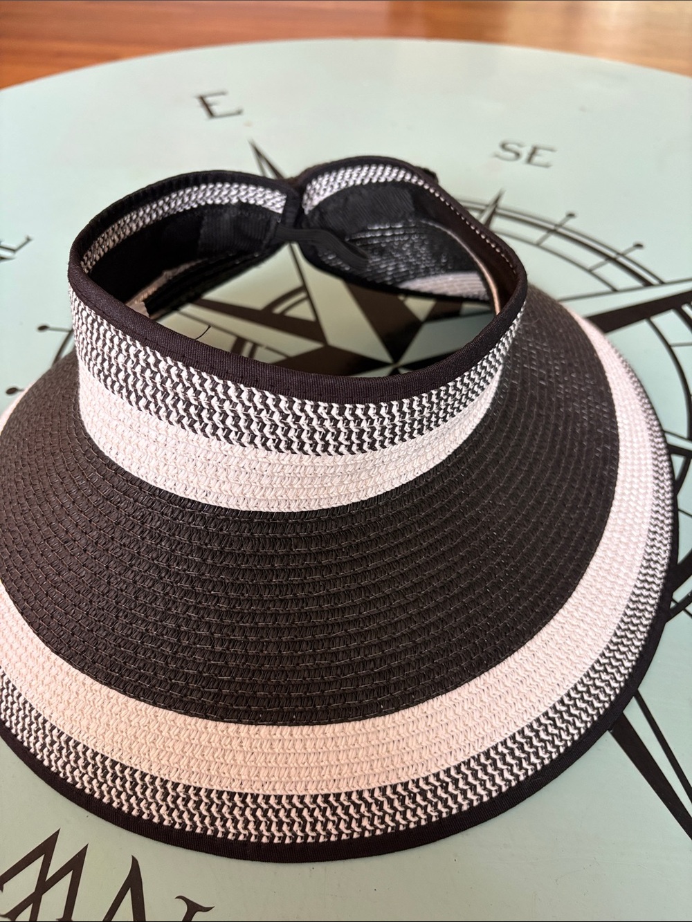Unbranded Black and White Straw Sun Visor - Wide Brim Lightweight Style